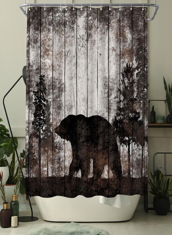 WELMECO Bear Shower Curtain Rustic Shower Curtain Cabin Bathroom Decor 72x72inch Polyester Fabric - Image 3