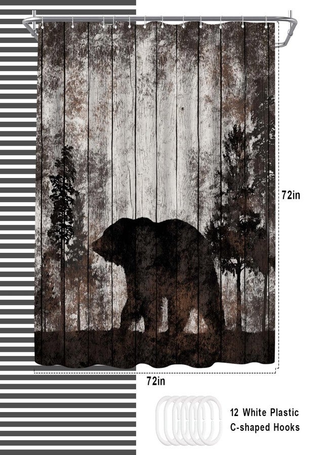 WELMECO Bear Shower Curtain Rustic Shower Curtain Cabin Bathroom Decor 72x72inch Polyester Fabric - Image 4