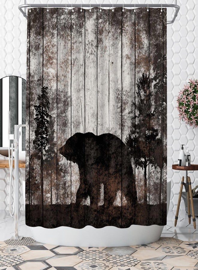 WELMECO Bear Shower Curtain Rustic Shower Curtain Cabin Bathroom Decor 72x72inch Polyester Fabric - Image 1