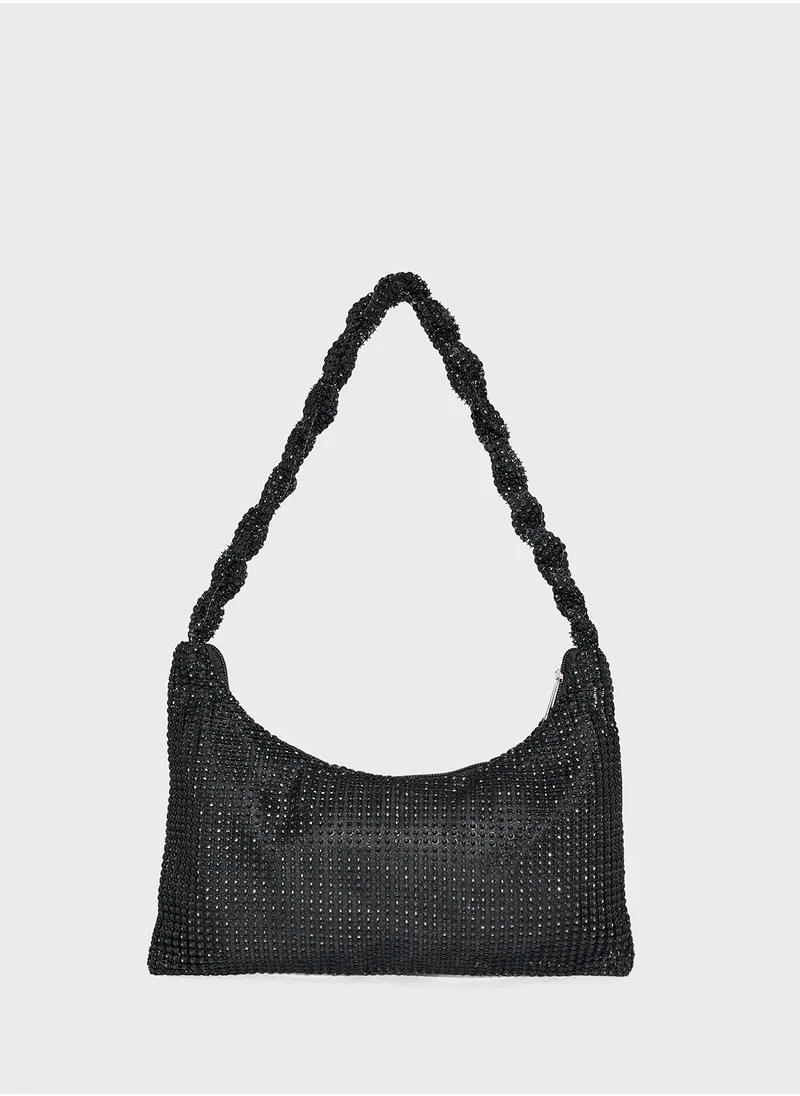 Ella Limited Edition Diamante Braided Handle Shoulder Bag