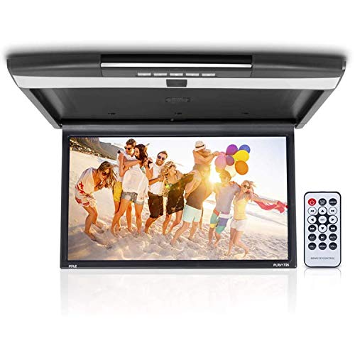 Pyle Car Overhead Monitor Screen Display - 17.3 inch. LCD Vehicle Flip Down Roof Mount Console - HDMI TV Player Control Panel w/ Built-in IR Transmitter for Wireless IR Headphone - Pyle PLRV1725 - Image 1