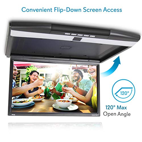 Pyle Car Overhead Monitor Screen Display - 17.3 inch. LCD Vehicle Flip Down Roof Mount Console - HDMI TV Player Control Panel w/ Built-in IR Transmitter for Wireless IR Headphone - Pyle PLRV1725 - Image 5