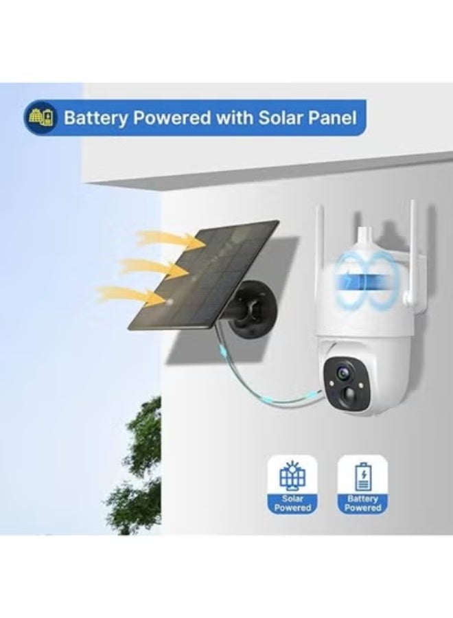 Wireless Outdoor Solar Security Camera 2-Pack, 3MP 360° Pan & Tilt WiFi Camera with Two-Way Audio, Battery Powered, Motion Detection, App Control - Image 2