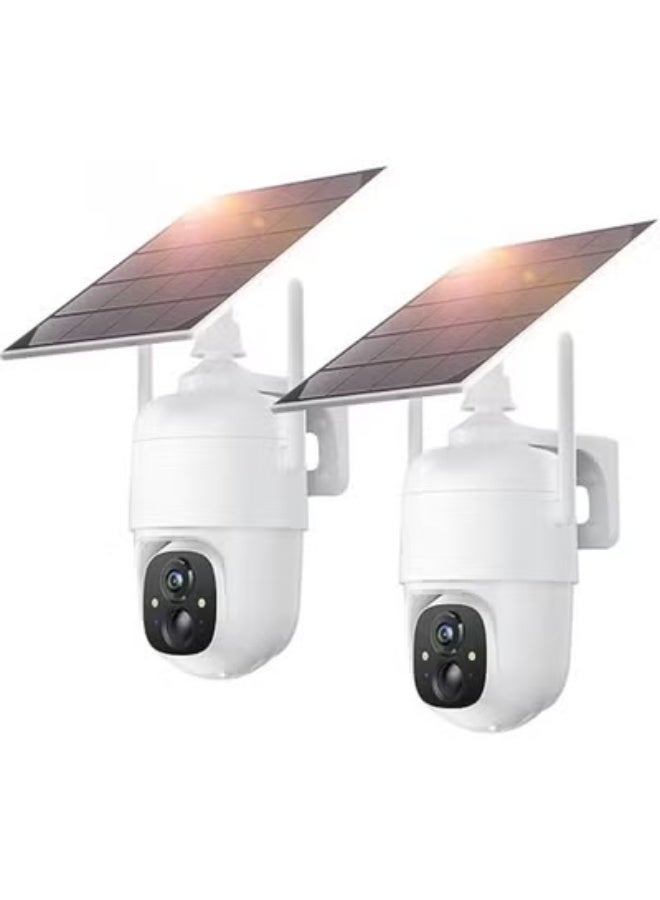 Wireless Outdoor Solar Security Camera 2-Pack, 3MP 360° Pan & Tilt WiFi Camera with Two-Way Audio, Battery Powered, Motion Detection, App Control - Image 1