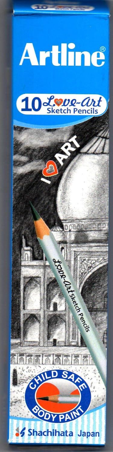 Artline Love Art Ultra Dark Sketch Pencil SetLightweight With Comfortable GripPencil Set For DrawingShadingSafe Pencils For Children12BSet Of 10 Sketch PencilBlack - Image 2