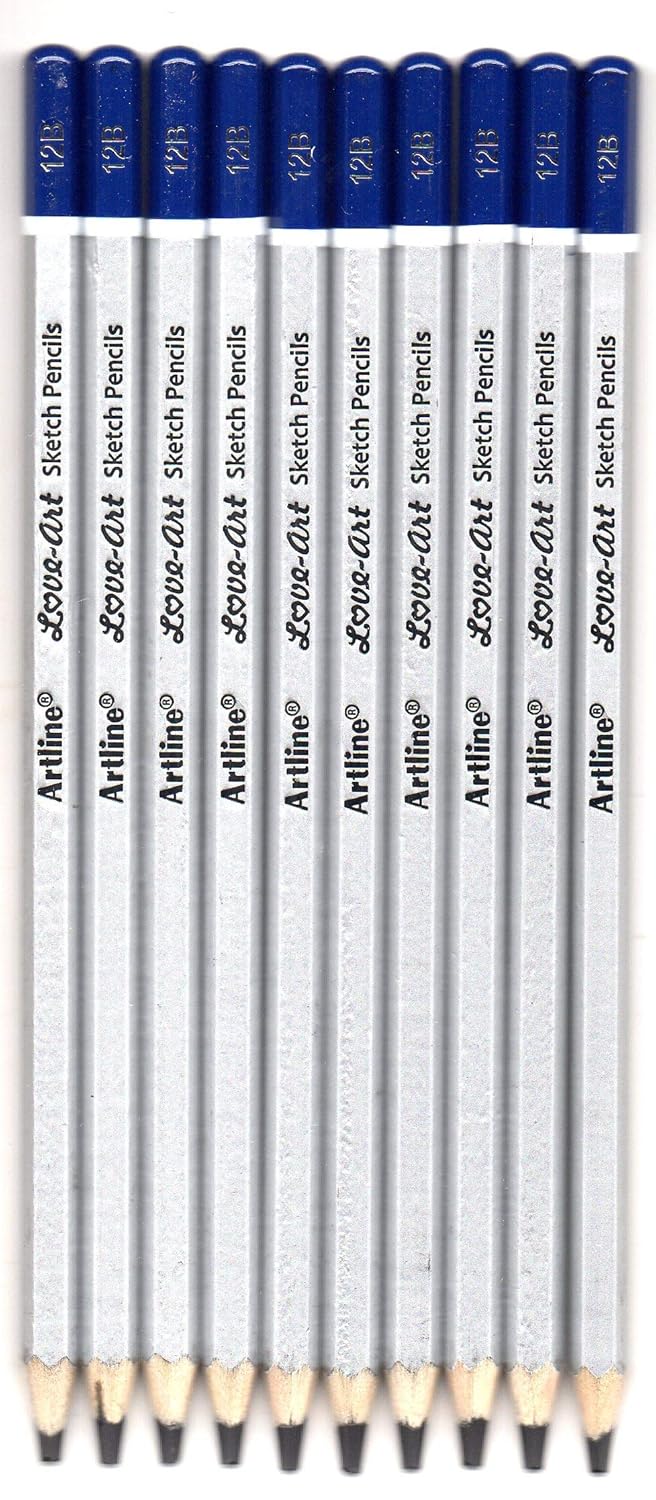 Artline Love Art Ultra Dark Sketch Pencil SetLightweight With Comfortable GripPencil Set For DrawingShadingSafe Pencils For Children12BSet Of 10 Sketch PencilBlack - Image 1