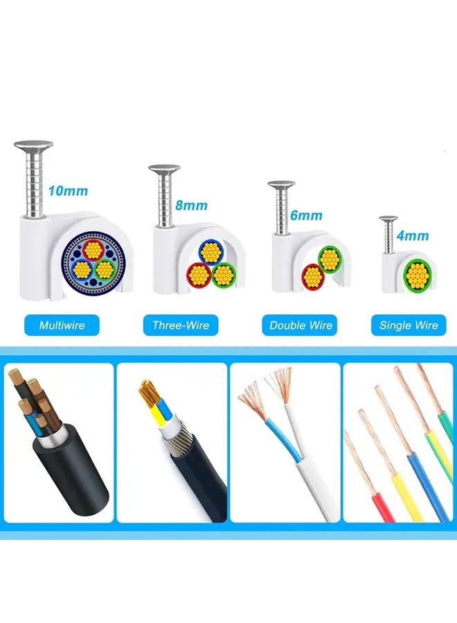 400pcs Black White Cable Clips 4 6 8 10mm Wire Wall Clips with Steel Nails - Image 3