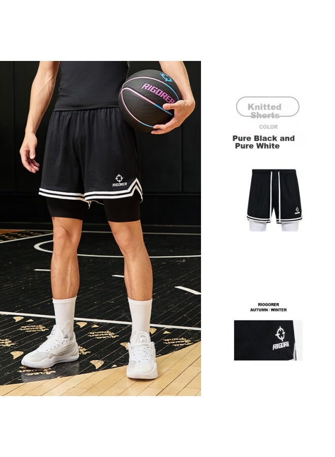 Rigorer Sports Knitted Five-point Pants, Cheng Xinkai's Same Style Men's And Women's Basketball Pants, Double-layered Sports Running Breathable Shorts - Image 2