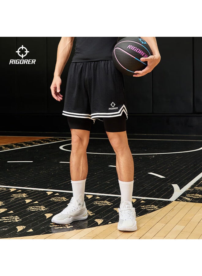 Rigorer Sports Knitted Five-point Pants, Cheng Xinkai's Same Style Men's And Women's Basketball Pants, Double-layered Sports Running Breathable Shorts - Image 5