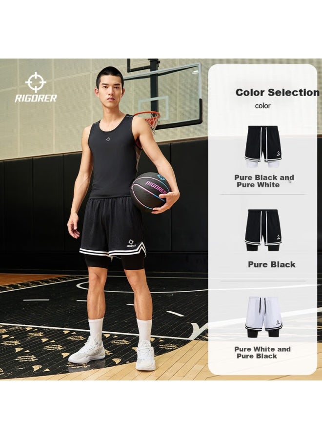 Rigorer Sports Knitted Five-point Pants, Cheng Xinkai's Same Style Men's And Women's Basketball Pants, Double-layered Sports Running Breathable Shorts - Image 3