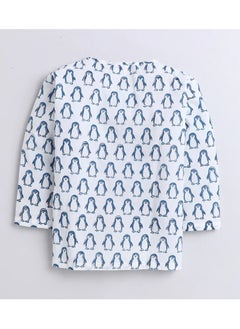 Polka Tots Polka Tots Full Sleeves Night Wear Penguin Kurta Pyjama - Blue  - Image 3