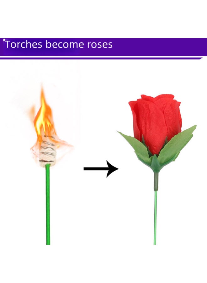 Magic Rose With Fire Ring Torches Change Rose Wedding Proposal Close Scene Stage Magic Props Wholesale-Color:Purple Rose  - Image 1
