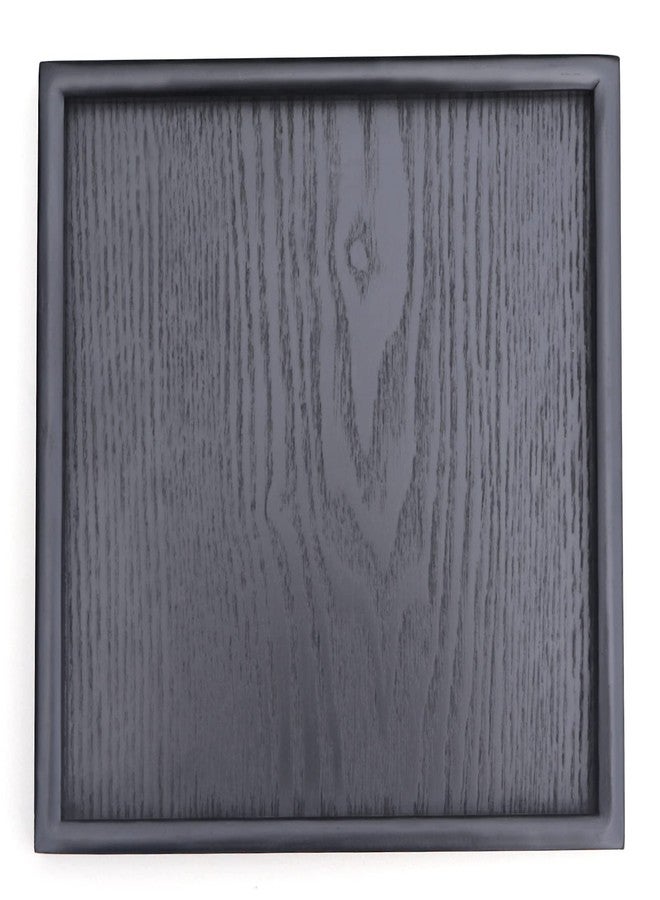 River-CJ Solid Wood Serving Tray, Square Non-Slip Tea Coffee Snack Plate, Serving Tray with Raised Edges, for Home Kitchen Restaurant (9.5x9.5inch, Black) - Image 1