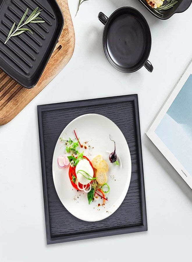 River-CJ Solid Wood Serving Tray, Square Non-Slip Tea Coffee Snack Plate, Serving Tray with Raised Edges, for Home Kitchen Restaurant (9.5x9.5inch, Black) - Image 2
