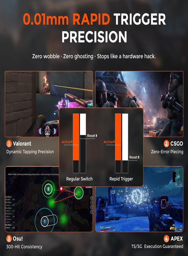 DAREU COOL60 60% Hall Effect Gaming Keyboard with Magnetic Switch, SOCD, 0.01mm Actuation Adjustable Rapid Trigger,8000 Hz Polling, Topographic PBT Keycaps, Hot-swap, RGB Backlit - Image 4