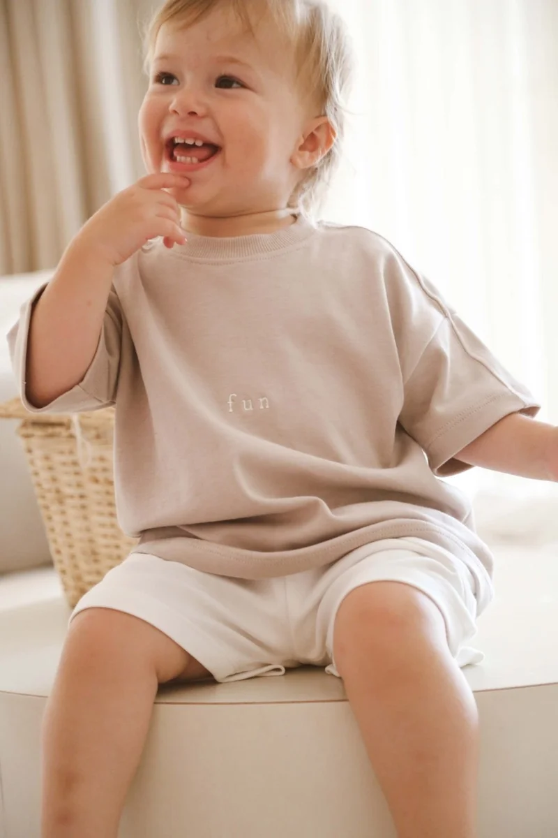 Ohlala Koala Crew Neck Embroidered Oversize Basic T-Shirt Baby - Kids