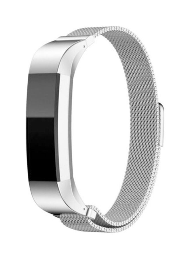 NIBEMINENT Magnetic Stainless Steel Watch Band Strap for Fitbit Alta/Alta HR Silver
