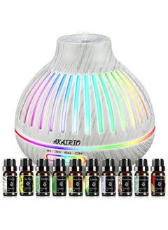 400ML Essential Oil Diffusers for Large Room Bedroom,Air Aromatherapy Diffuser with Essential Oils Included for Home Office,Ultrasonic Aroma Diffuser with Scent Oils Set Night Light Waterless Auto-Off