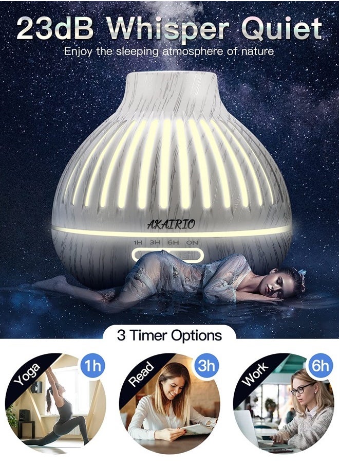 AKAIRIO - 400ML Essential Oil Diffusers for Large Room Bedroom,Air Aromatherapy Diffuser with Essential Oils Included for Home Office,Ultrasonic Aroma Diffuser with Scent Oils Set Night Light Waterless Auto-Off - Image 1