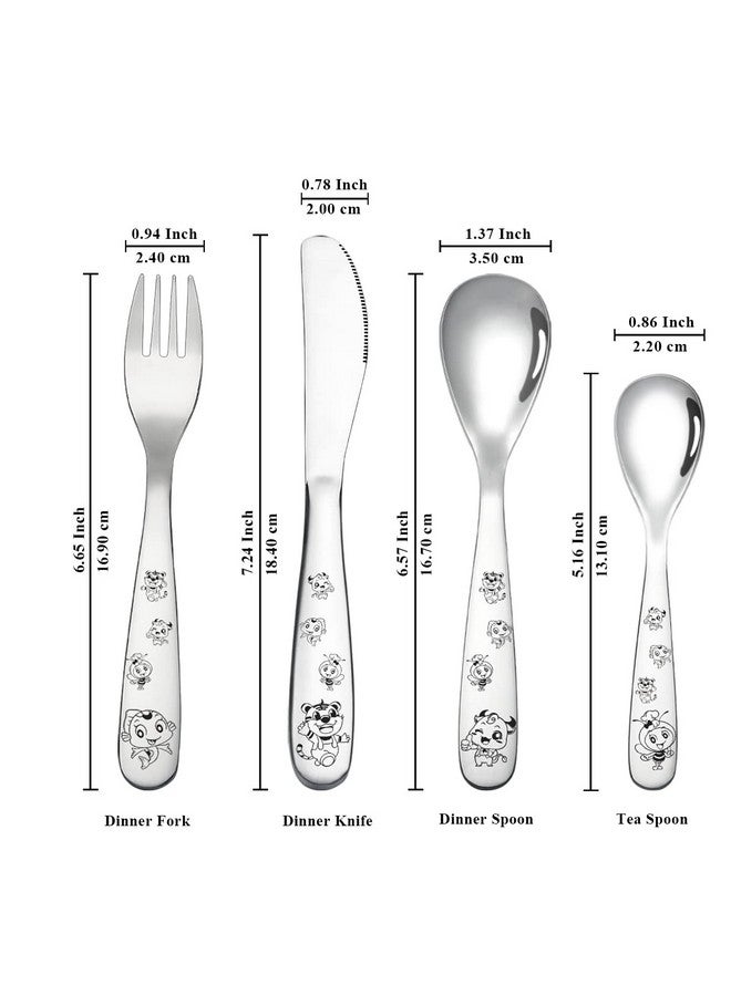 Berglander Toddler Utensils 4 Pieces Stainless Steel Kids Silverware Set, Children Safe Forks and Spoons Flatware, Mirror Polished Smooth Round Edage Cutlery Sets, Dishwasher Safe - Image 2
