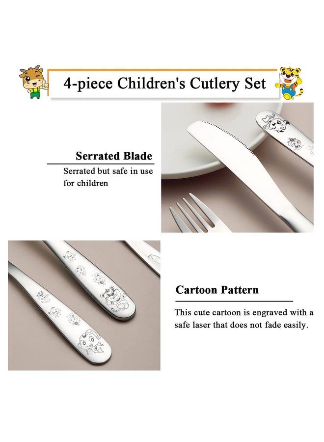 Berglander Toddler Utensils 4 Pieces Stainless Steel Kids Silverware Set, Children Safe Forks and Spoons Flatware, Mirror Polished Smooth Round Edage Cutlery Sets, Dishwasher Safe - Image 4