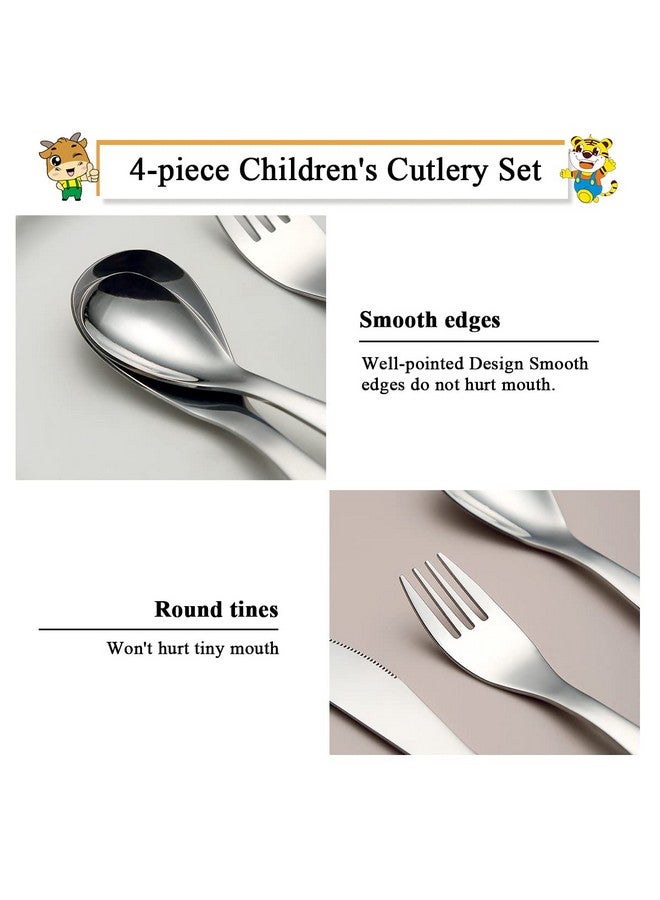 Berglander Toddler Utensils 4 Pieces Stainless Steel Kids Silverware Set, Children Safe Forks and Spoons Flatware, Mirror Polished Smooth Round Edage Cutlery Sets, Dishwasher Safe - Image 5