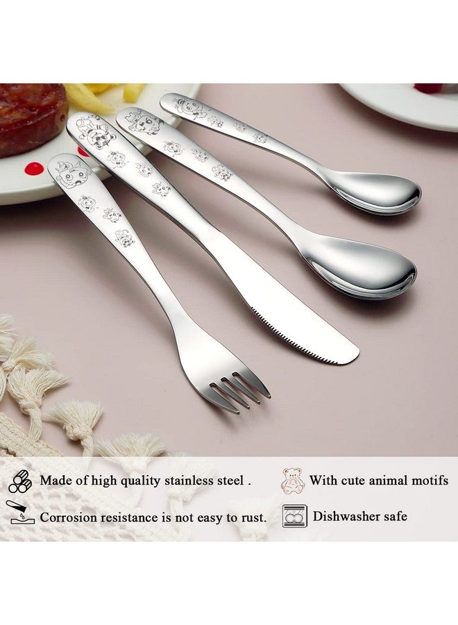 Berglander Toddler Utensils 4 Pieces Stainless Steel Kids Silverware Set, Children Safe Forks and Spoons Flatware, Mirror Polished Smooth Round Edage Cutlery Sets, Dishwasher Safe - Image 3