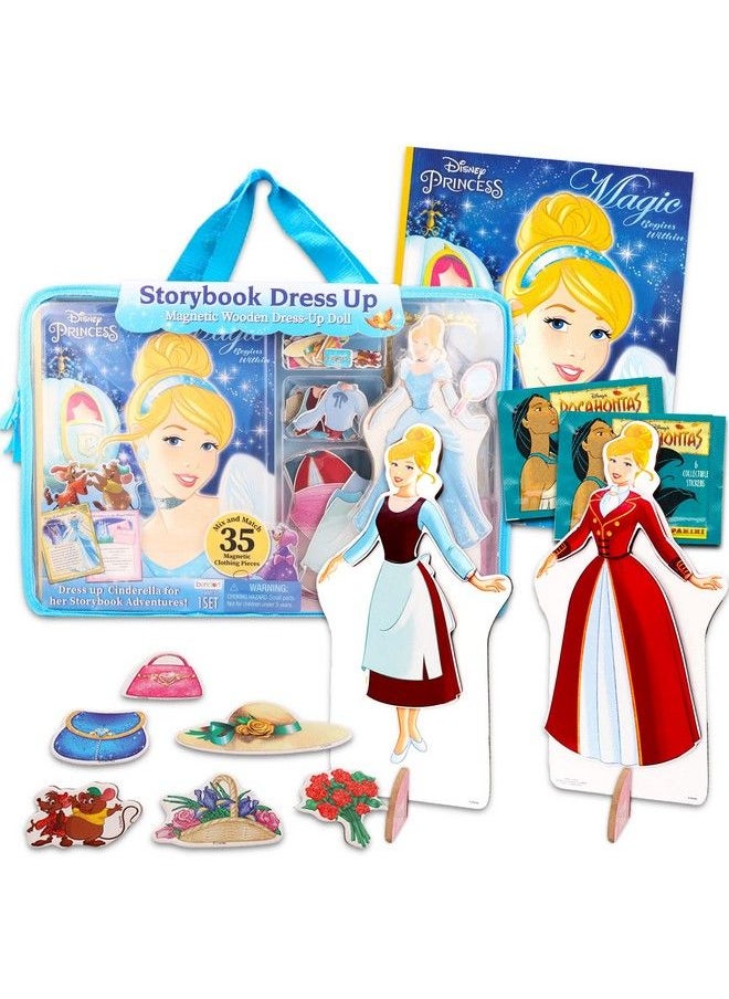 Classic Disney - Disney Princess Magnetic Dress Up Doll Figure For Girls ~ Cinderella Bundle With 35 Magnetic Wardrobe Accessories Storybook Stickers And Tote Bag (Princess Activity Set For Kids) - Image 1