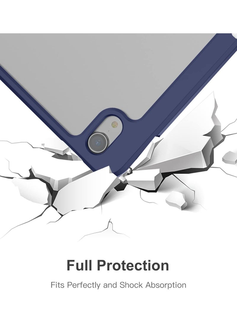 جراب iPad Air من الجيل السادس، تصميم مبتكر، جراب iPad Air مقاس 11 بوصة، شاشة كاملة، غطاء شفاف، متوافق مع قلم Apple Pencil 2، شحن لاسلكي، حامل ثلاثي الطيات، خاصية التشغيل/الإيقاف التلقائي، لون أزرق - Image 2