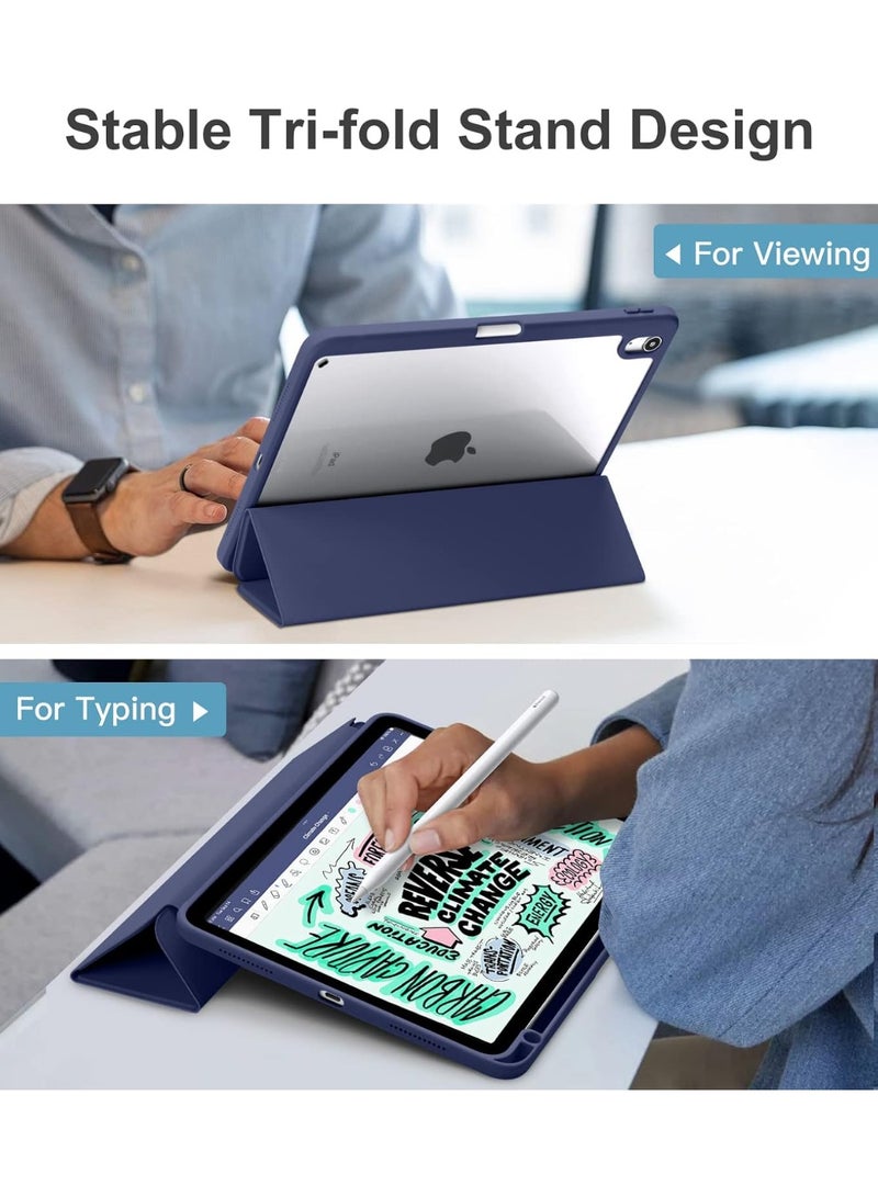 جراب iPad Air من الجيل السادس، تصميم مبتكر، جراب iPad Air مقاس 11 بوصة، شاشة كاملة، غطاء شفاف، متوافق مع قلم Apple Pencil 2، شحن لاسلكي، حامل ثلاثي الطيات، خاصية التشغيل/الإيقاف التلقائي، لون أزرق - Image 3