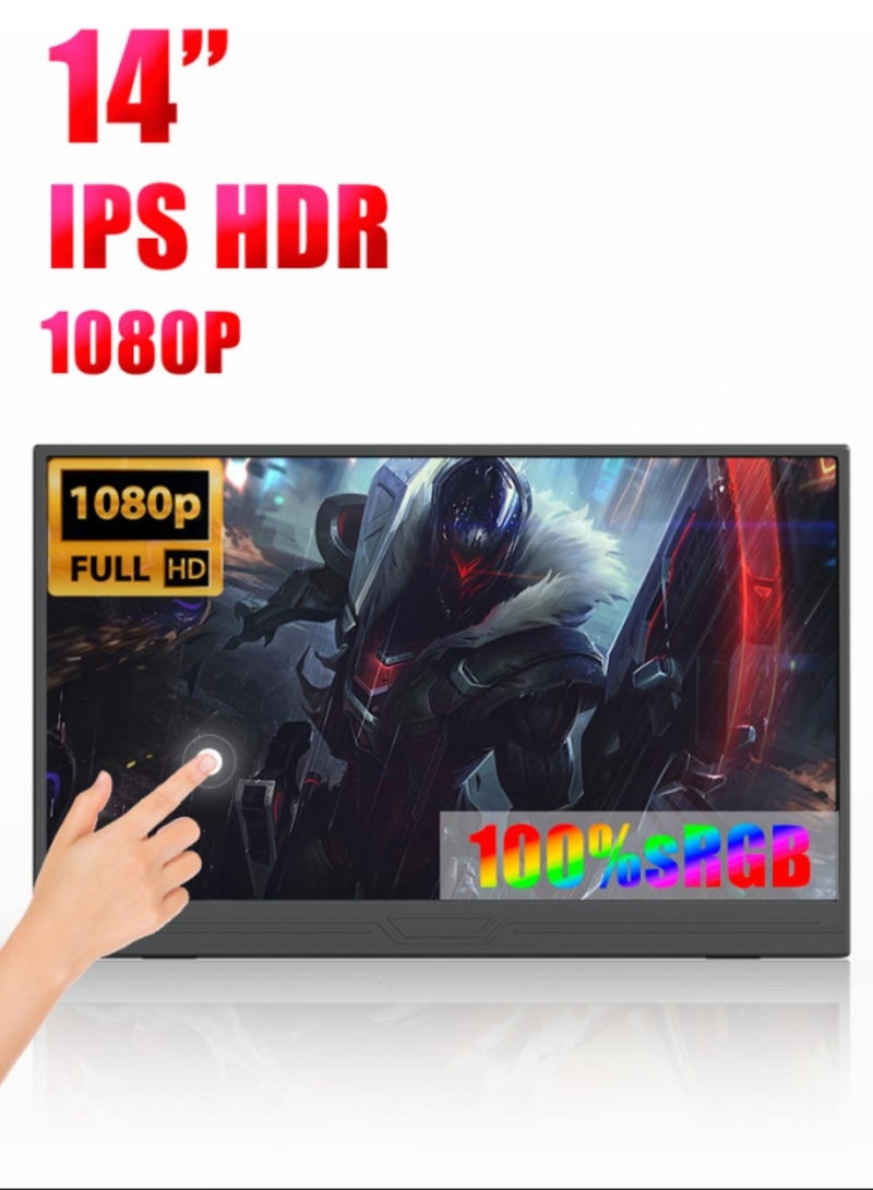 besrey  Touch Screen Monitor, 14'' 1080P Portable Monitor Touchscreen, USB-C HDMI HDR IPS Travel Monitor with Smart Cover & Speaker, Second External Monitor for Laptop PC Mac Phone Tablet  - Image 4