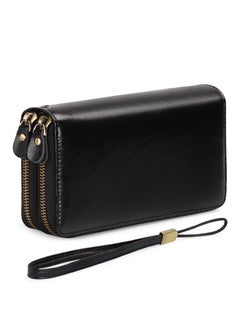Excefore Wallet for Women, RFID Blocking Leather Wristlet Clutch Purse, Zip Around Wallet with Large Capacity Credit Card Holder (Black)  - Image 1