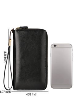Excefore Wallet for Women, RFID Blocking Leather Wristlet Clutch Purse, Zip Around Wallet with Large Capacity Credit Card Holder (Black)  - Image 5