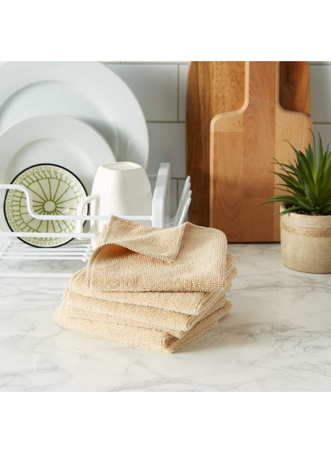 DII Microfiber Multi-Purpose Cleaning Cloths Perfect for Kitchens, Dishes, Car, Dusting, Drying Rags, 12 x 12, Set of 6 - Taupe