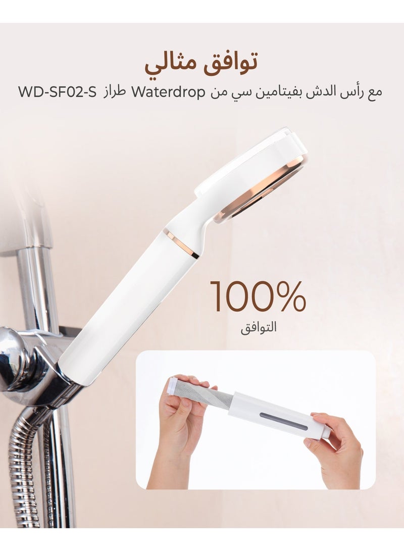 ووتر دروب فلتر بديل لرأس الدش المحمول Waterdrop لطراز SF02-SR، مُليّن للمياه العسرة، يقلل الكلور، عبوة 3 قطع - Image 2