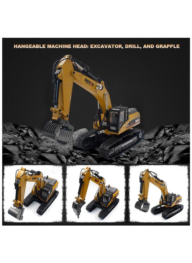 هوينا HUINA 1580 V4 كامل المعادن RC حفارة 23 قناة 2.4 جيجا هرتز حفار بناء مركبة هواية درجة احترافية التحكم عن بعد لعبة جرار دخان LED أضواء وأصوات  - Image 4