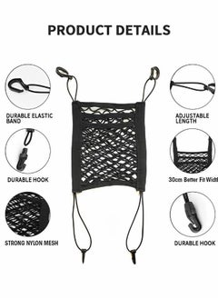 GROIC 3-Layer Car Mesh Organizer,Seat Back Net Bag, Barrier of Backseat Pet Kids,Cargo Tissue Purse Holder, Driver Storage Netting Pouch,Universal Car Net Pocket Between Seats,Automotive Supplies  - Image 2