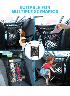 GROIC 3-Layer Car Mesh Organizer,Seat Back Net Bag, Barrier of Backseat Pet Kids,Cargo Tissue Purse Holder, Driver Storage Netting Pouch,Universal Car Net Pocket Between Seats,Automotive Supplies  - Image 3
