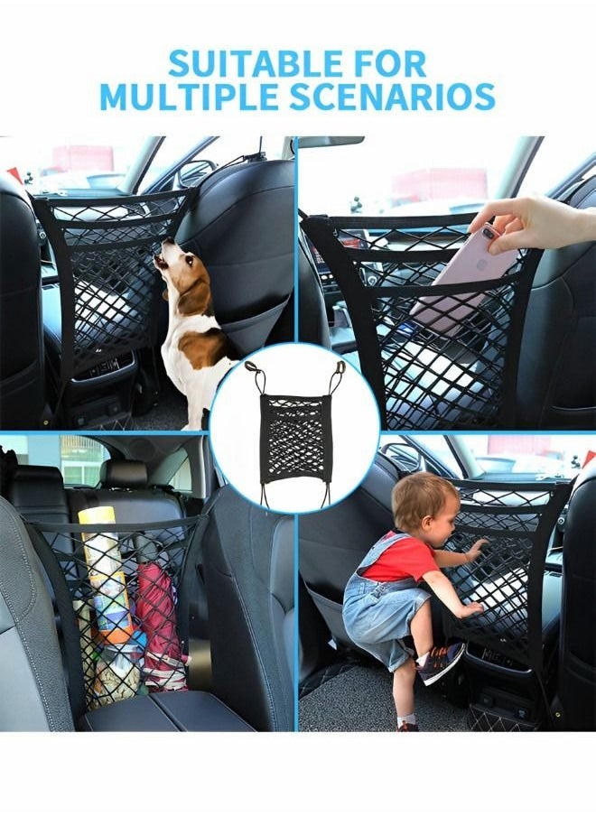 GROIC 3-Layer Car Mesh Organizer,Seat Back Net Bag, Barrier of Backseat Pet Kids,Cargo Tissue Purse Holder, Driver Storage Netting Pouch,Universal Car Net Pocket Between Seats,Automotive Supplies  - Image 3