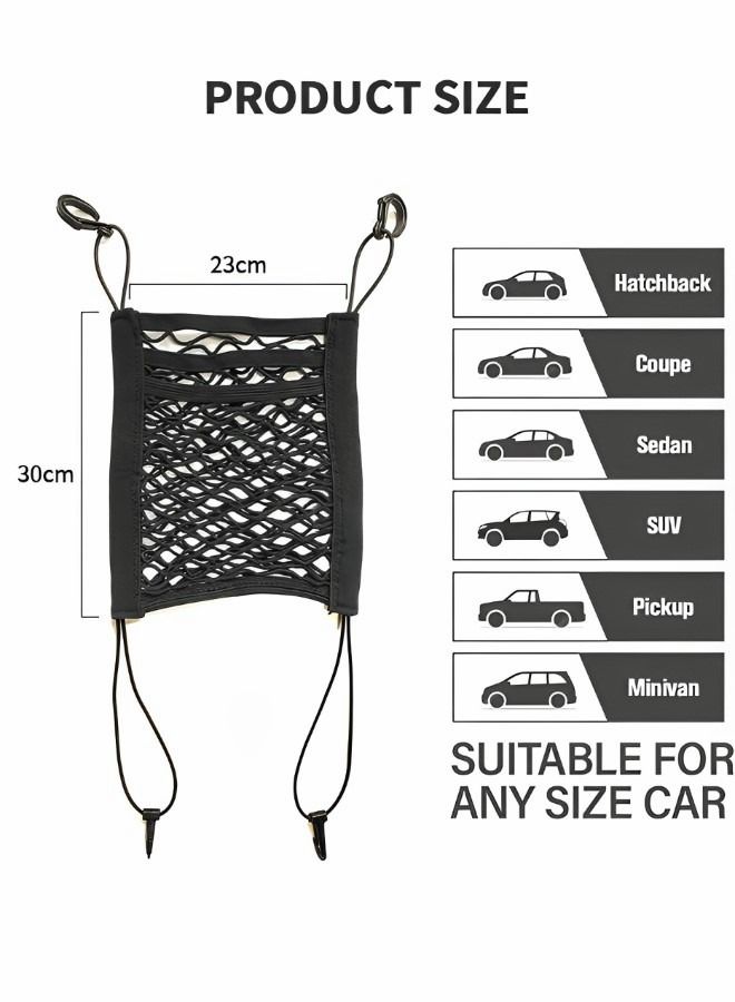 3-Layer Car Mesh Organizer,Seat Back Net Bag, Barrier of Backseat Pet Kids,Cargo Tissue Purse Holder, Driver Storage Netting Pouch,Universal Car Net Pocket Between Seats,Automotive Supplies