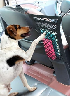 GROIC 3-Layer Car Mesh Organizer,Seat Back Net Bag, Barrier of Backseat Pet Kids,Cargo Tissue Purse Holder, Driver Storage Netting Pouch,Universal Car Net Pocket Between Seats,Automotive Supplies  - Image 5
