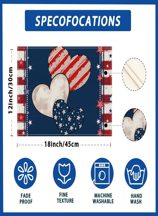 ZAEW Heart Stripe Stars 4th of July Placemats Set of 4 12x18 Inch Patriotic America Memorial Day Independence Day Table Decorations Cloth Table Mats - Image 5