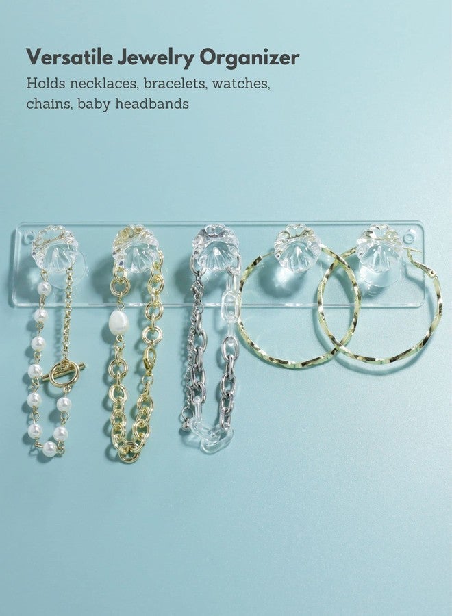 Zreal Necklace Hanger, Acrylic Necklace Holder Short with 5 Jewelry Hooks in Seashell Shape, Wall Mount Jewelry Hanger for Necklace, Bracelets, Chians (4-pack Clear) - Image 3