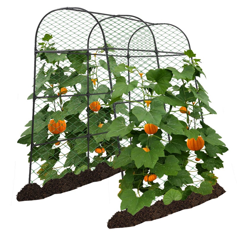AlisisFores Garden Arch Trellis for Climbing Plants Outdoor 7.2 ft Height Large Tunnel Trellis Support for Vegetables Plant Cucumber Trellis for Garden Raised Bed, Black - Image 1