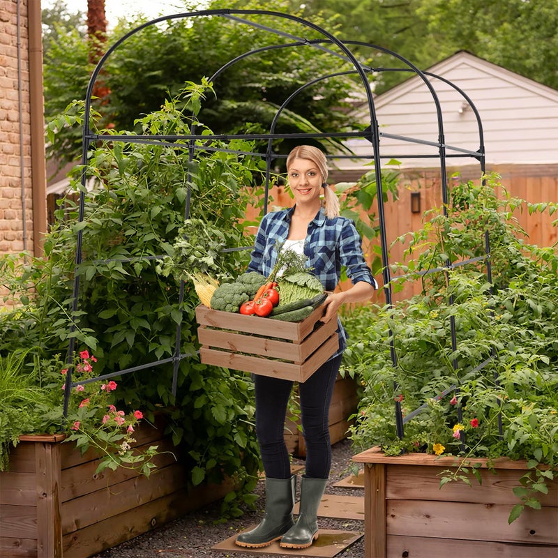 AlisisFores Garden Arch Trellis for Climbing Plants Outdoor 7.2 ft Height Large Tunnel Trellis Support for Vegetables Plant Cucumber Trellis for Garden Raised Bed, Black - Image 3