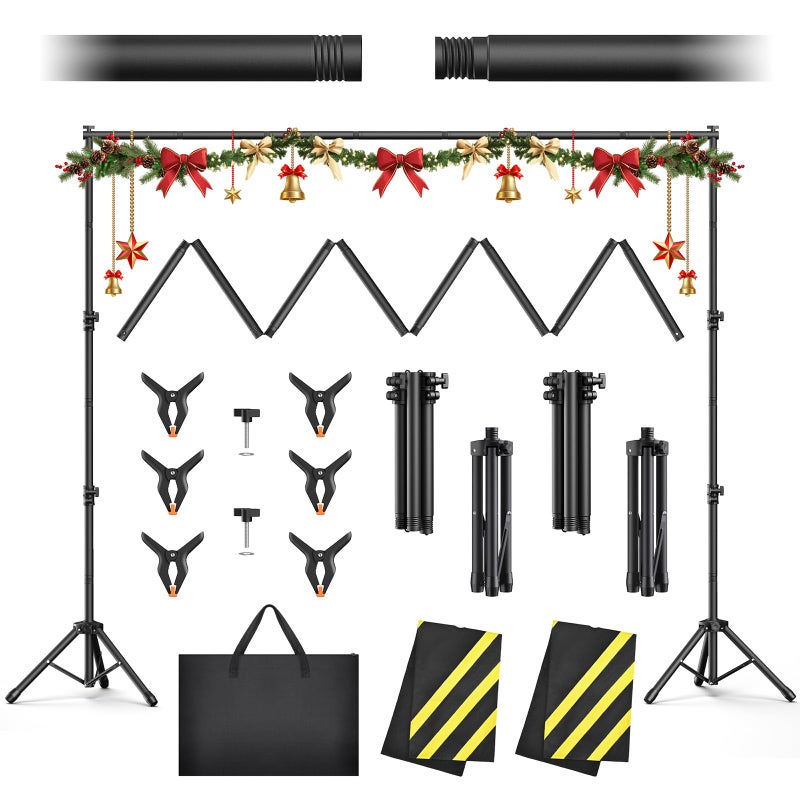 Forlogic Backdrop Stand 10x7.5ft(WxH), Heavy Duty Adjustable Photo Back Drop Stand kit, Suitable for Party, Photography, Weddings - Image 1