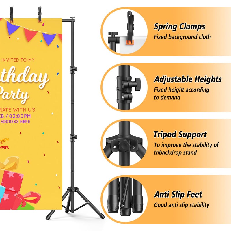 Forlogic Backdrop Stand 10x7.5ft(WxH), Heavy Duty Adjustable Photo Back Drop Stand kit, Suitable for Party, Photography, Weddings - Image 5