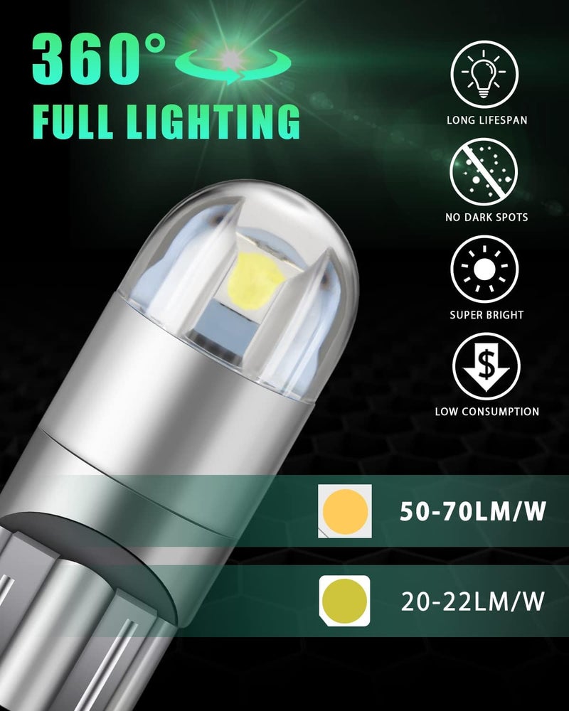 GLL 10pcs White T10 501 LED Bulb 2-SMD 3030 W5W 194 168 2825 Wedge Light for Car Interior - Image 5