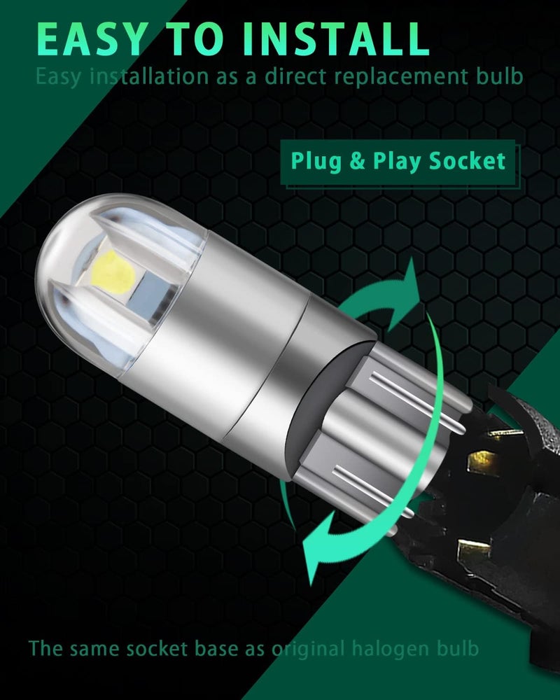 GLL 10pcs White T10 501 LED Bulb 2-SMD 3030 W5W 194 168 2825 Wedge Light for Car Interior - Image 4