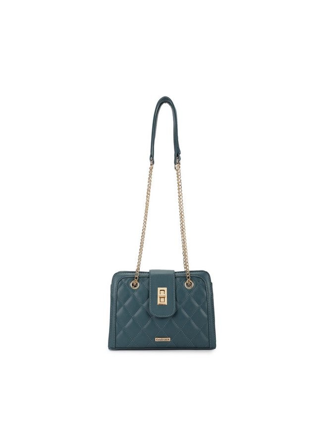 fastrack حقيبة كتف مبطنة من فاستراك للفتيات والسيدات والنساء | تأتي مع أحزمة سلسلة ذهبية | حقيبة يد غير رسمية للنساء | مصنوعة من جلد شبه PU - Image 1